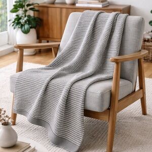 IKEA ORMHASSEL Gray Woven Throw Blanket 47x71 – Scandinavian Modern Minimalist